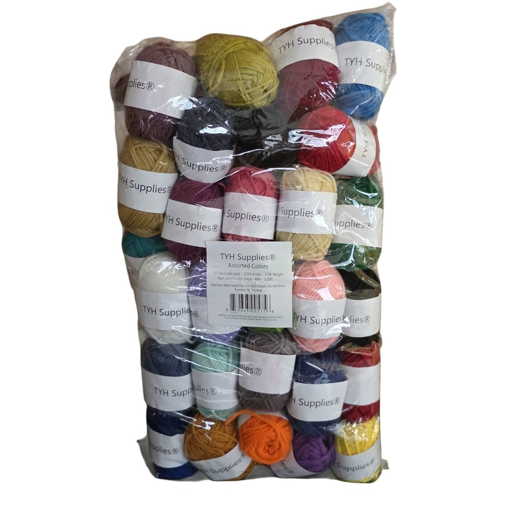 TYH Supplies Yarn 50 Skeins 2200‎ yd Assorted Colors 3 DK Weight Knit Crochet